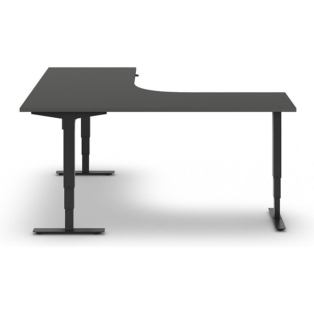 kaiserkraft Schreibtisch Atlanta, elektrisch höhenverstellbar, L-Form, BxT 1800 x 2000 mm, dunkelgrau/schwarz, links 2