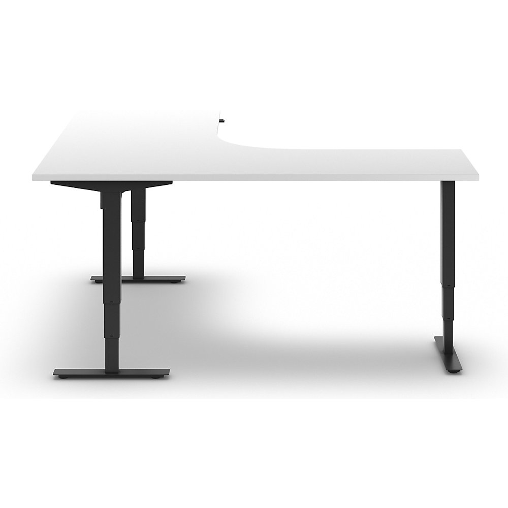 kaiserkraft Schreibtisch Atlanta, elektrisch höhenverstellbar, L-Form, BxT 1800 x 2000 mm, weiß/schwarz, links 2