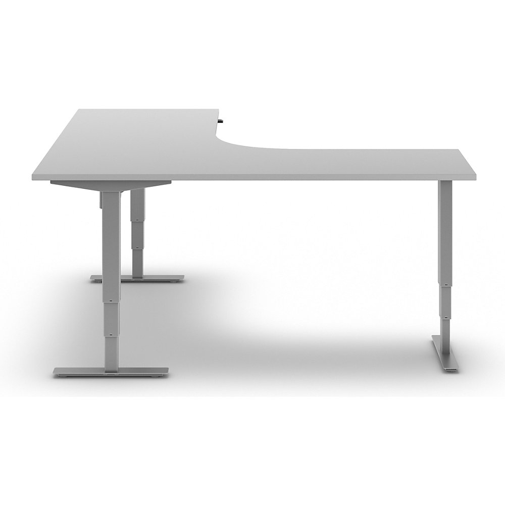 kaiserkraft Schreibtisch Atlanta, elektrisch höhenverstellbar, L-Form, BxT 1800 x 2000 mm, lichtgrau/silber, links 2