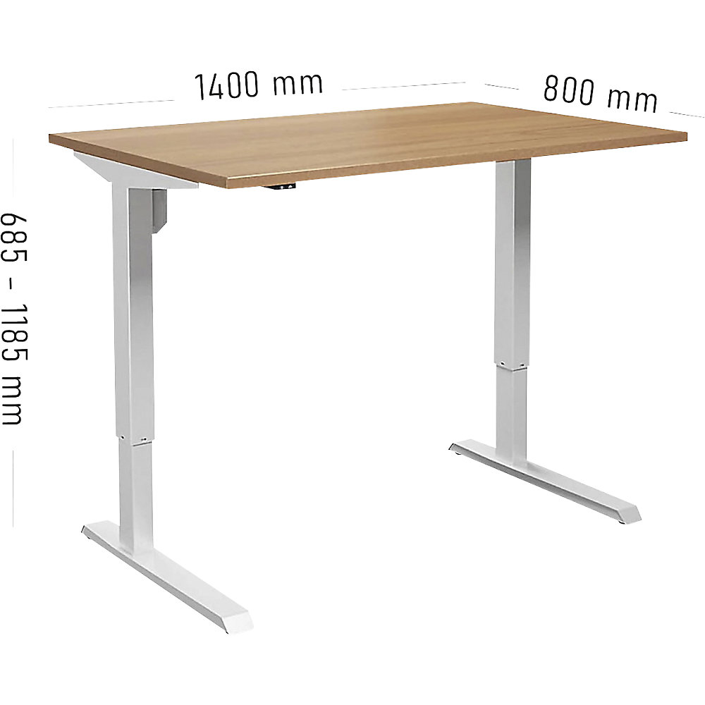 Schreibtisch Venla, elektrisch höhenverstellbar, gerade, BxT 1400 x 800 mm, Buche/weiß eurokraft basic 2
