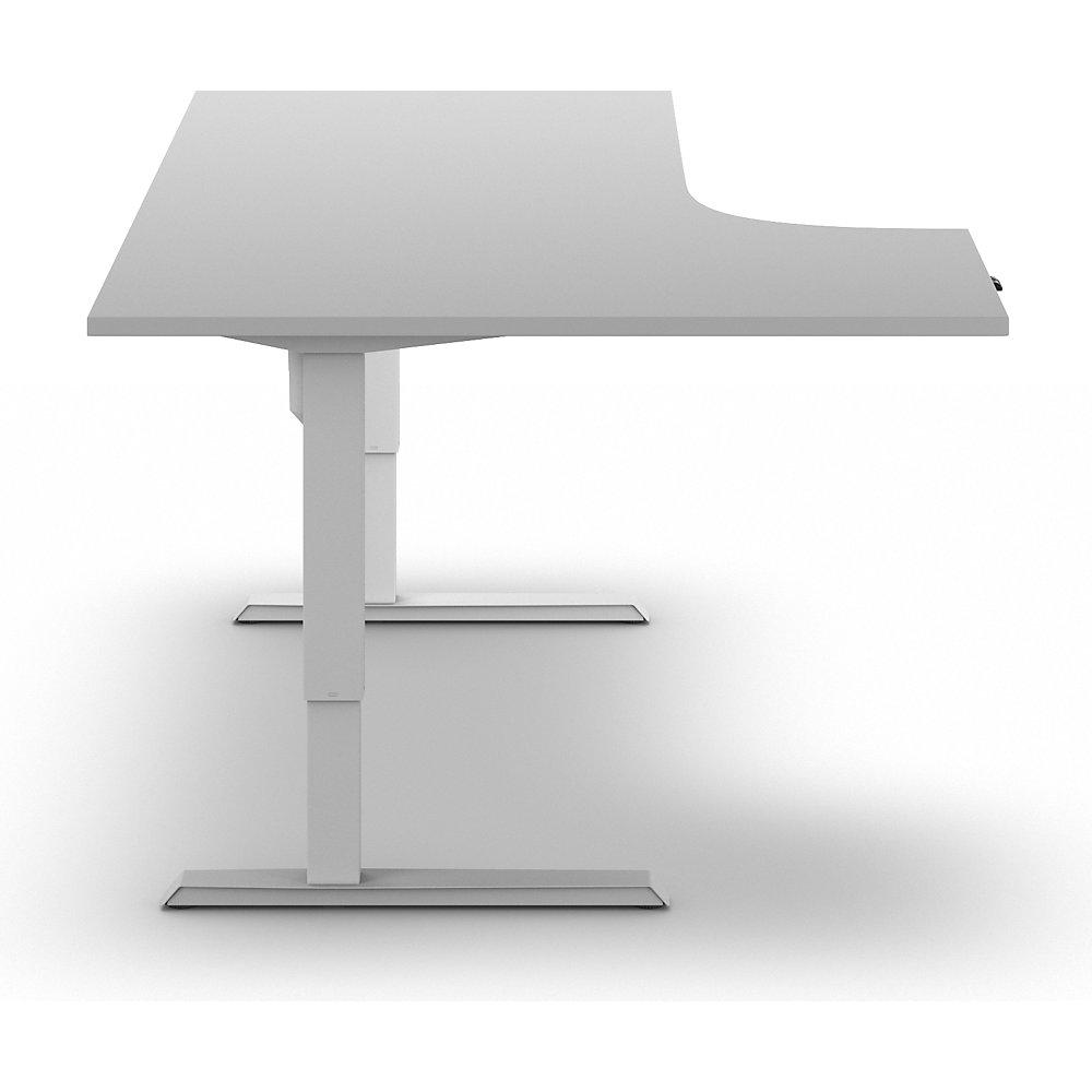 Schreibtisch Venla, elektrisch höhenverstellbar, Ecke, BxT 1800 x 1200 mm, lichtgrau/weiß, links eurokraft basic 2