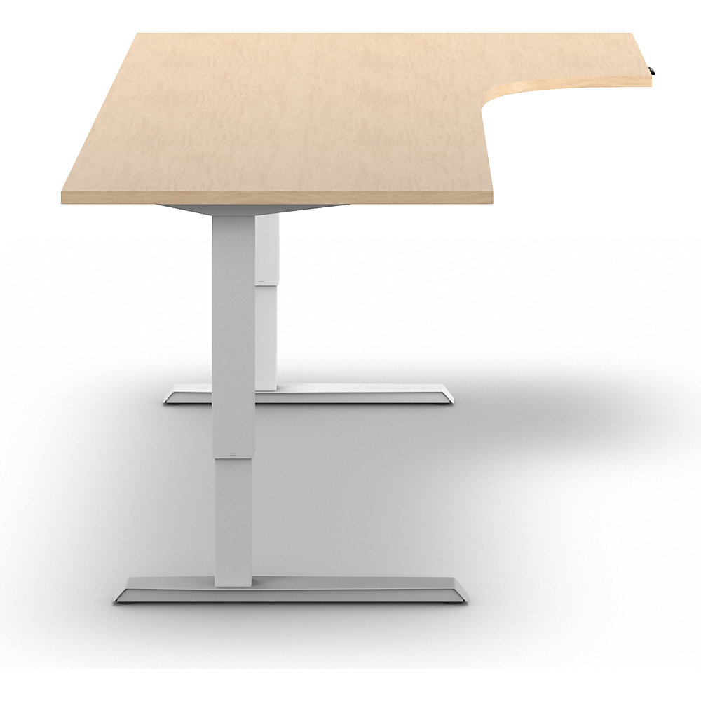Schreibtisch Venla, elektrisch höhenverstellbar, Ecke, BxT 1800 x 1200 mm, Birke/weiß, rechts eurokraft basic 2