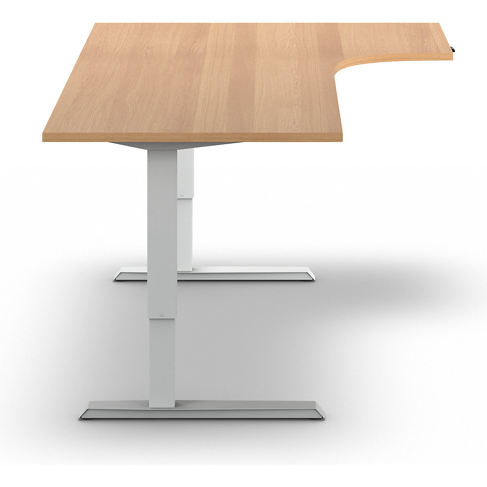 eurokraft basic Venla Corner Height-Adjustable Desk Beech/White 2