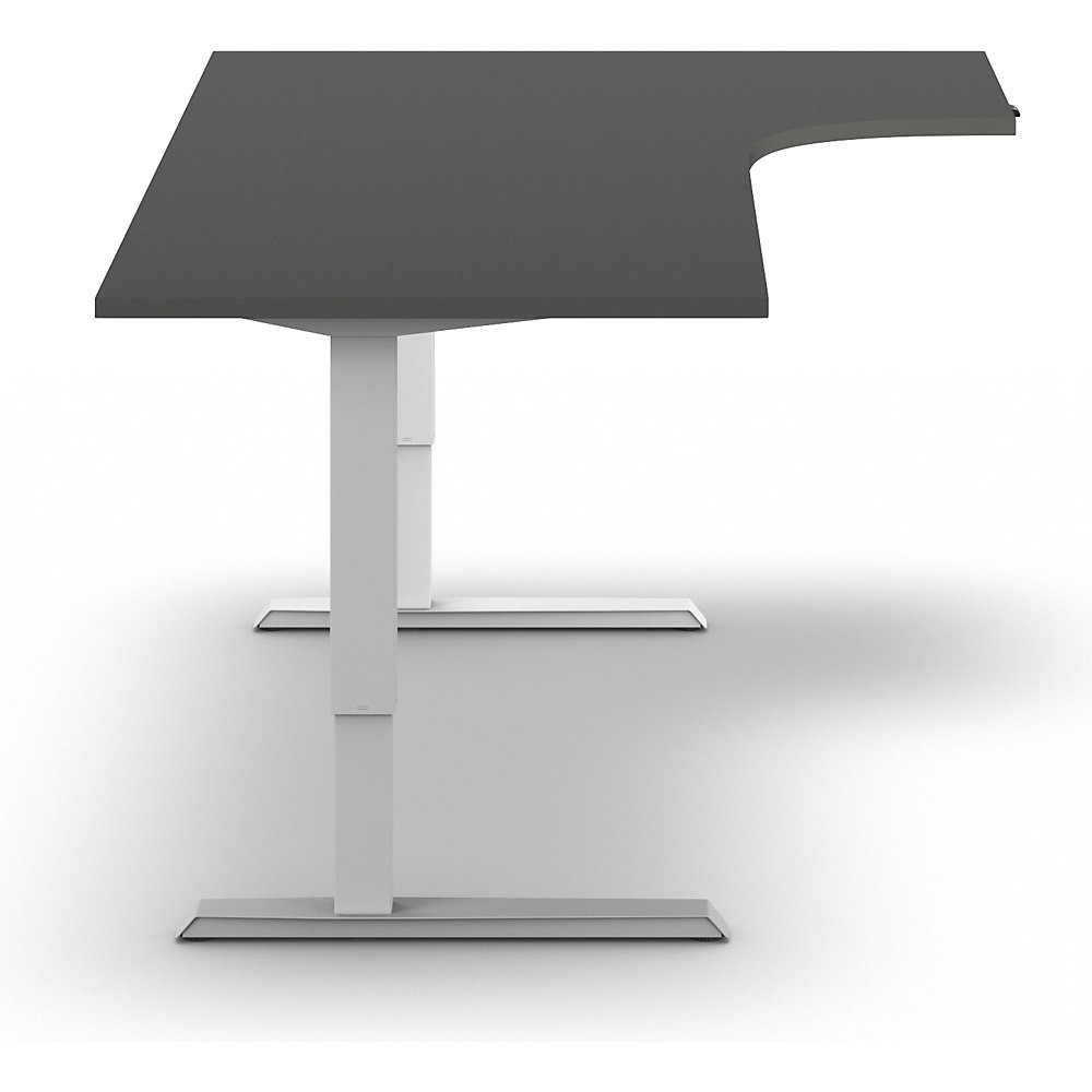 Schreibtisch Venla, elektrisch höhenverstellbar, Ecke, BxT 1800 x 1200 mm, dunkelgrau/weiß, rechts eurokraft basic 2