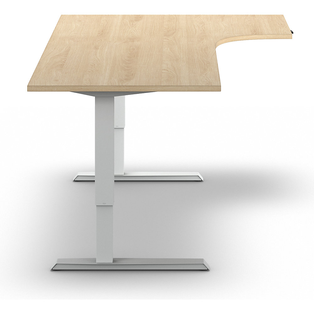 Schreibtisch Venla, elektrisch höhenverstellbar, Ecke, BxT 1800 x 1200 mm, Eiche/weiß, rechts eurokraft basic 2