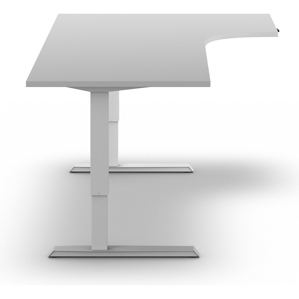 Schreibtisch Venla, elektrisch höhenverstellbar, Ecke, BxT 1800 x 1200 mm, lichtgrau/weiß, rechts eurokraft basic 2
