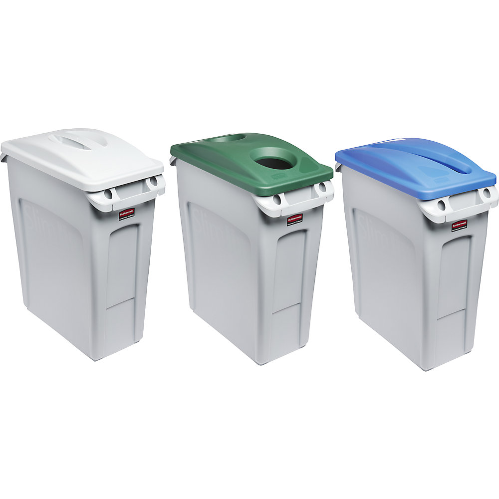 Wertstoffsortierstation, 3er Set SLIM JIM®, Volumen 3 x 60 l, Doseneinwurf/Papiereinwurf/geschlossen Rubbermaid 2