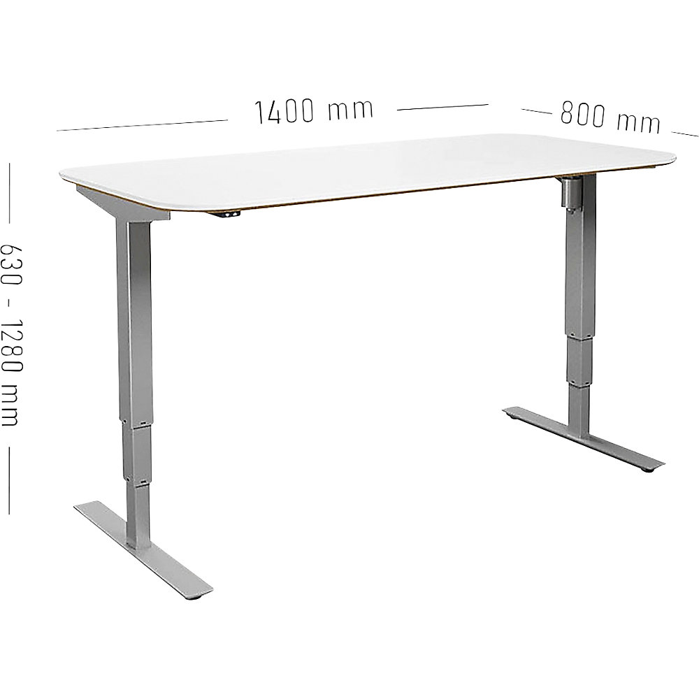 Bureau Kaiserkraft Atlanta Trend, réglable en hauteur électriquement, Blanc/Argent 2