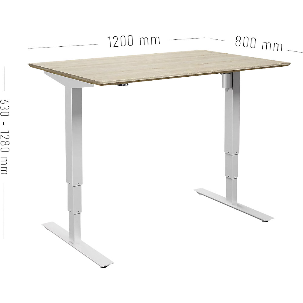 kaiserkraft Schreibtisch Atlanta Trend, elektrisch höhenverstellbar, gerade, BxT 1200 x 800 mm, Eiche/weiß 2
