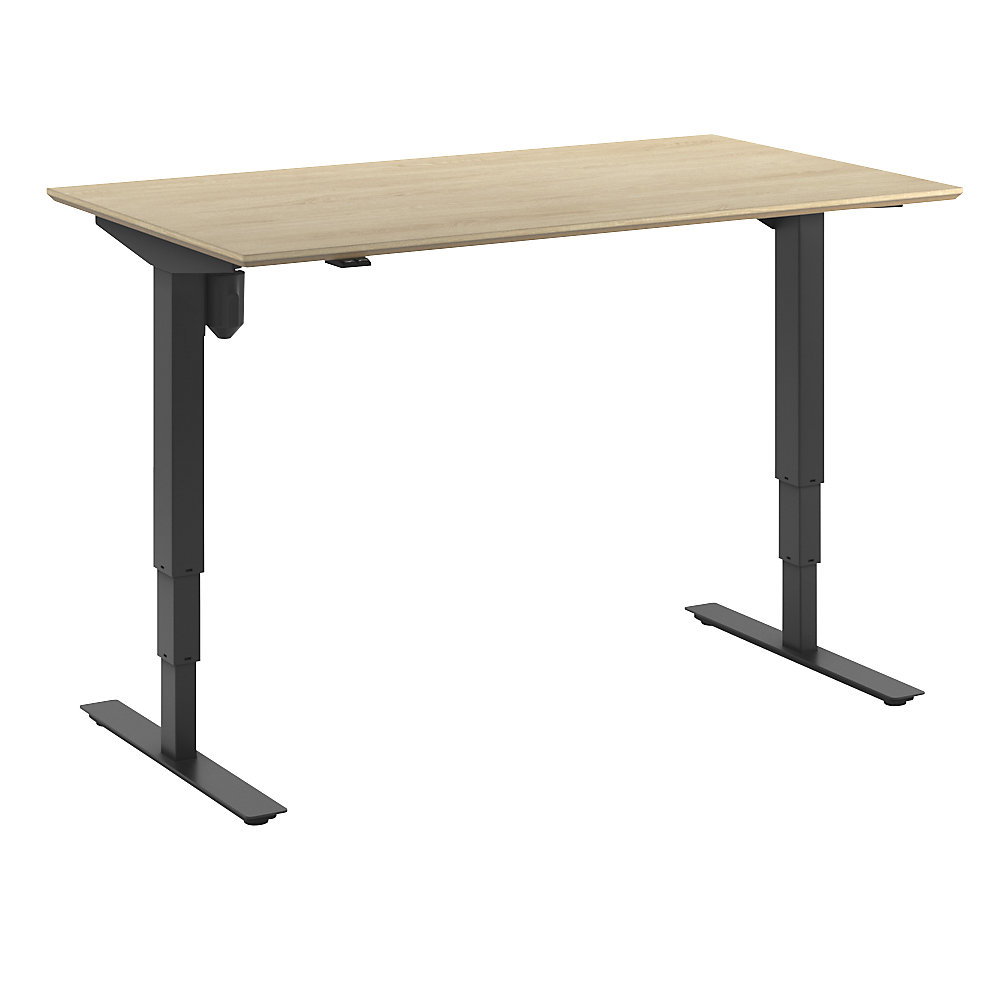Bureau Atlanta Trend, elektrisch in hoogte verstelbaar, recht, b x d = 1400 x 800 mm, eikenhout/zwart