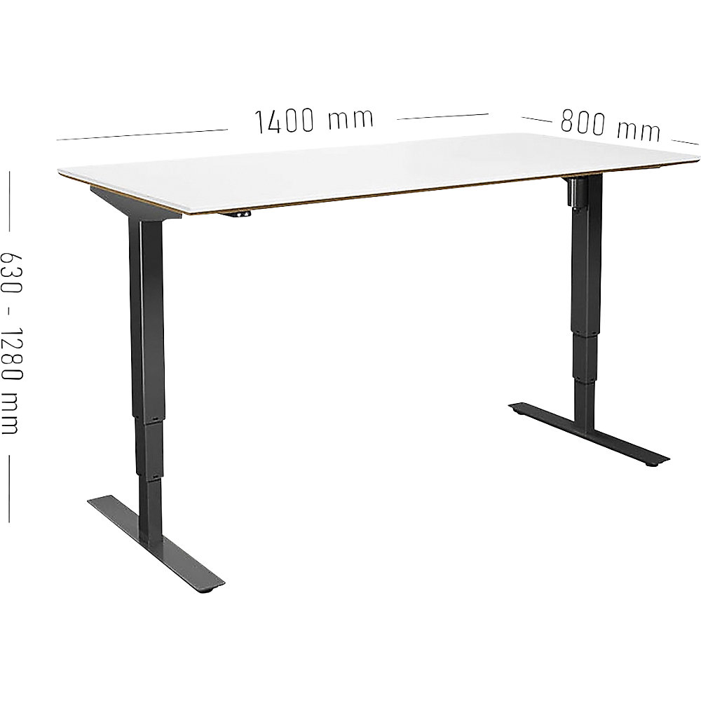 kaiserkraft Schreibtisch Atlanta Trend, elektrisch höhenverstellbar, gerade, BxT 1400 x 800 mm, weiß/schwarz 2