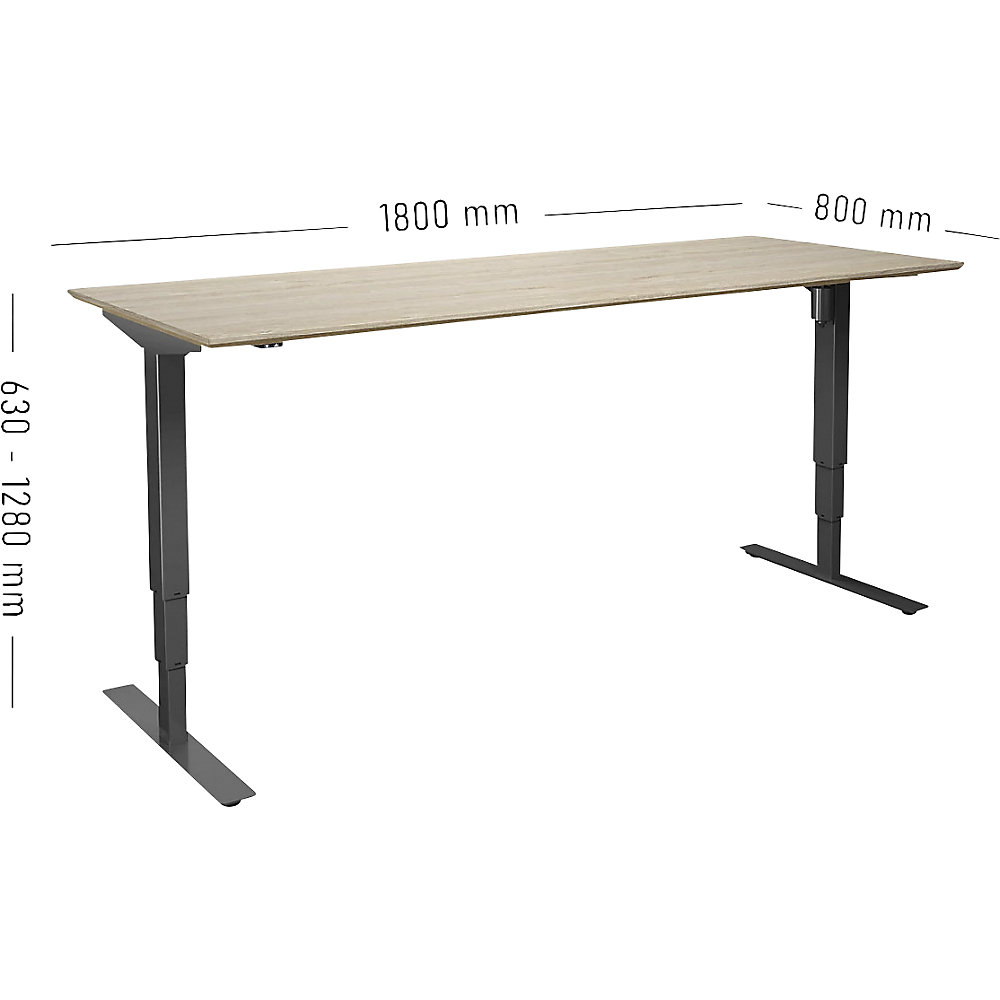 kaiserkraft Atlanta Trend Desk Oak/Black 180x80 cm 2