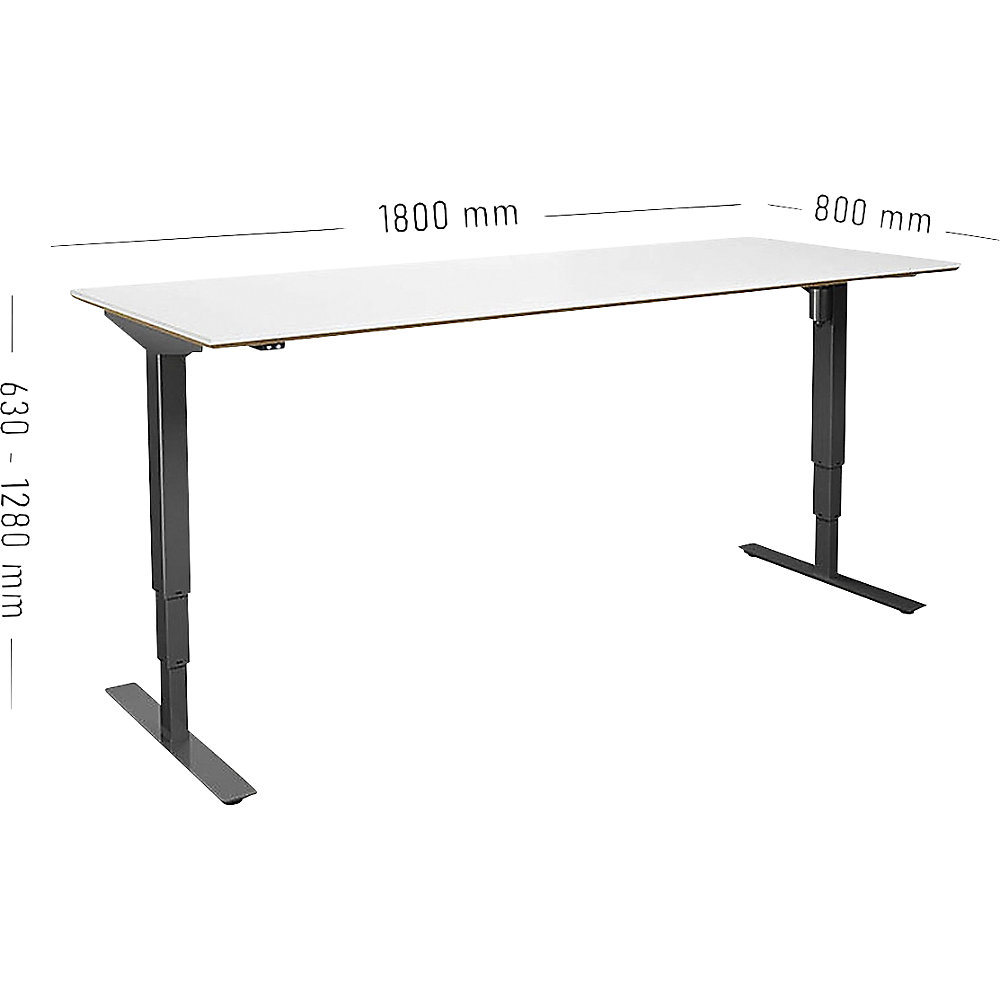kaiserkraft Schreibtisch Atlanta Trend, elektrisch höhenverstellbar, gerade, BxT 1800 x 800 mm, weiß/schwarz 2