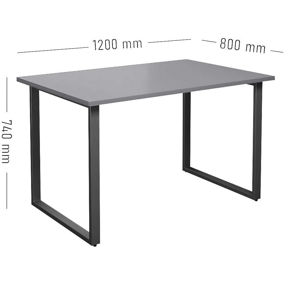 kaiserkraft Mehrzwecktisch DUO-O, gerade Platte, Tiefe 800 mm, Breite 1200 mm, lichtgrau / schwarz 2