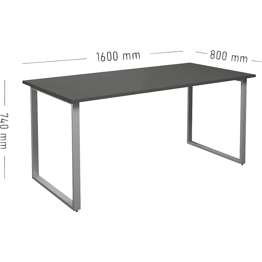 kaiserkraft DUO-O Multipurpose Table Dark Gray/Silver 160 cm 2