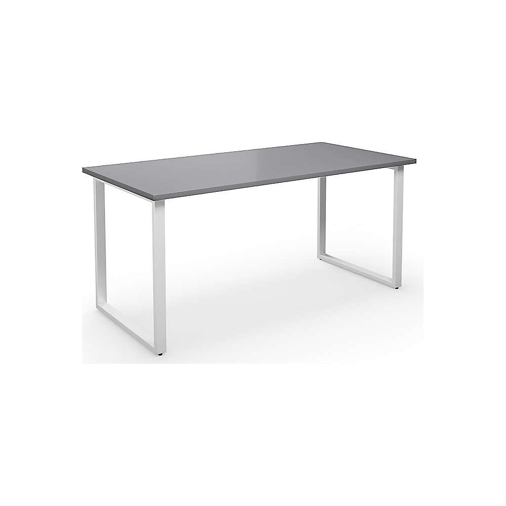 Multifunctionele tafel DUO-O, recht blad, diepte 800 mm, breedte 1600 mm, lichtgrijs / wit