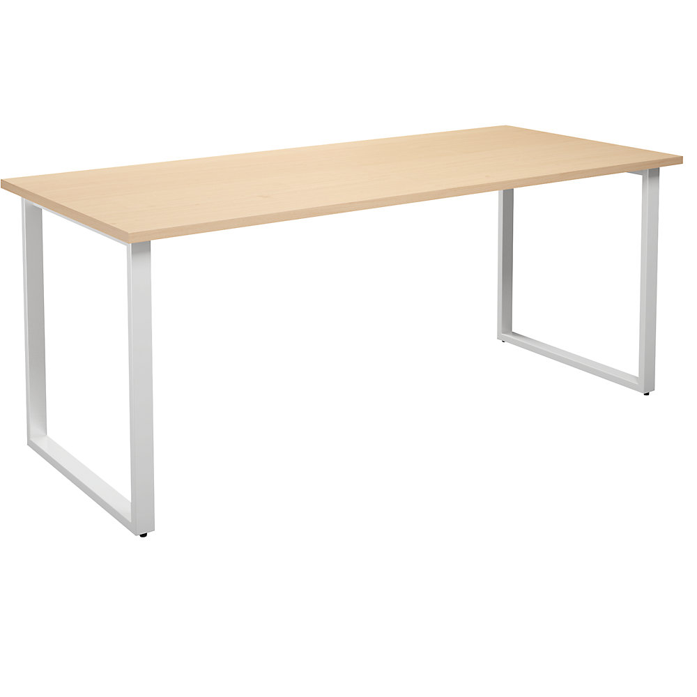 Multifunctionele tafel DUO-O, recht blad, diepte 800 mm, breedte 1800 mm, berkenhout / wit
