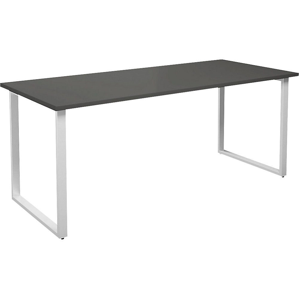 kaiserkraft Mehrzwecktisch DUO-O, gerade Platte, Tiefe 800 mm, Breite 1800 mm, dunkelgrau / weiß 2
