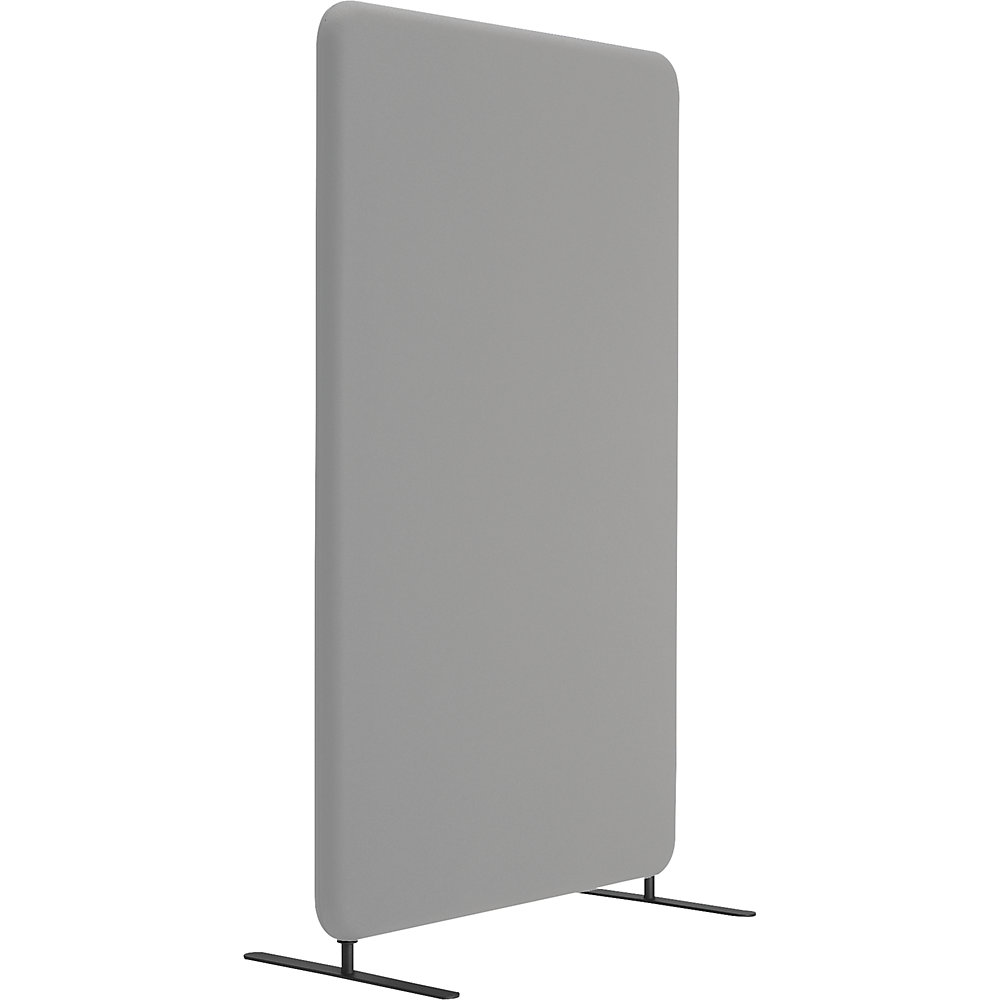 Akoestische scheidingswand Standard, afgeronde hoeken, hoogte 1500 mm, incl. voeten, breedte 1000 mm, grijs