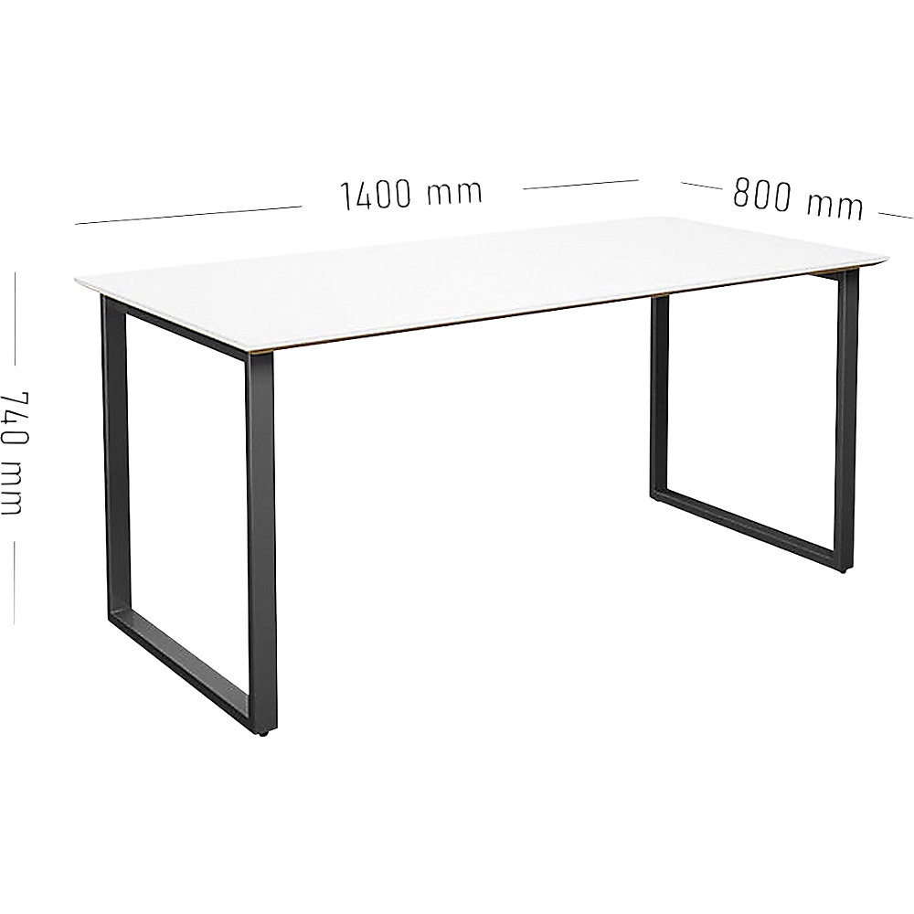 kaiserkraft Mehrzwecktisch DUO-O Trend, gerade Platte, Tiefe 800 mm, Breite 1400 mm, weiß / schwarz 2