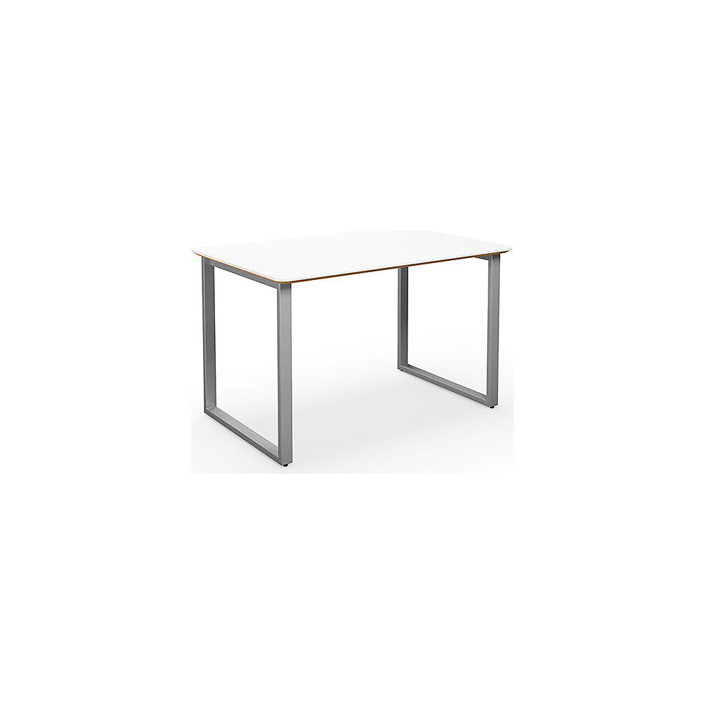 Multifunctionele tafel DUO-O Trend, recht blad, afgeronde hoeken, diepte 800 mm, breedte 1200 mm, wit / zilverkleurig