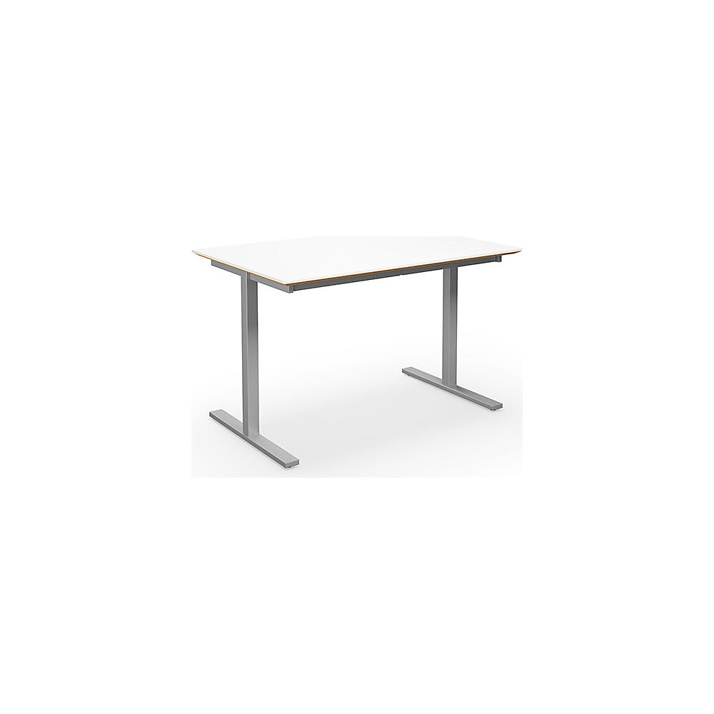 Multifunctionele tafel DUO-T Trend, recht blad, diepte 800 mm, breedte 1200 mm, wit / zilverkleurig
