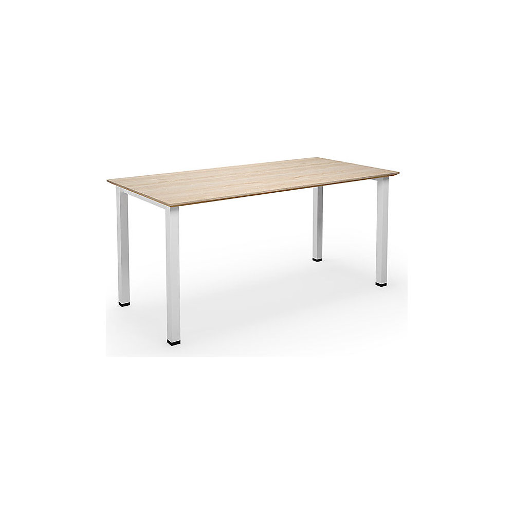 Multifunctionele tafel DUO-U Trend, recht blad, diepte 800 mm, breedte 1400 mm, eikenhout, wit