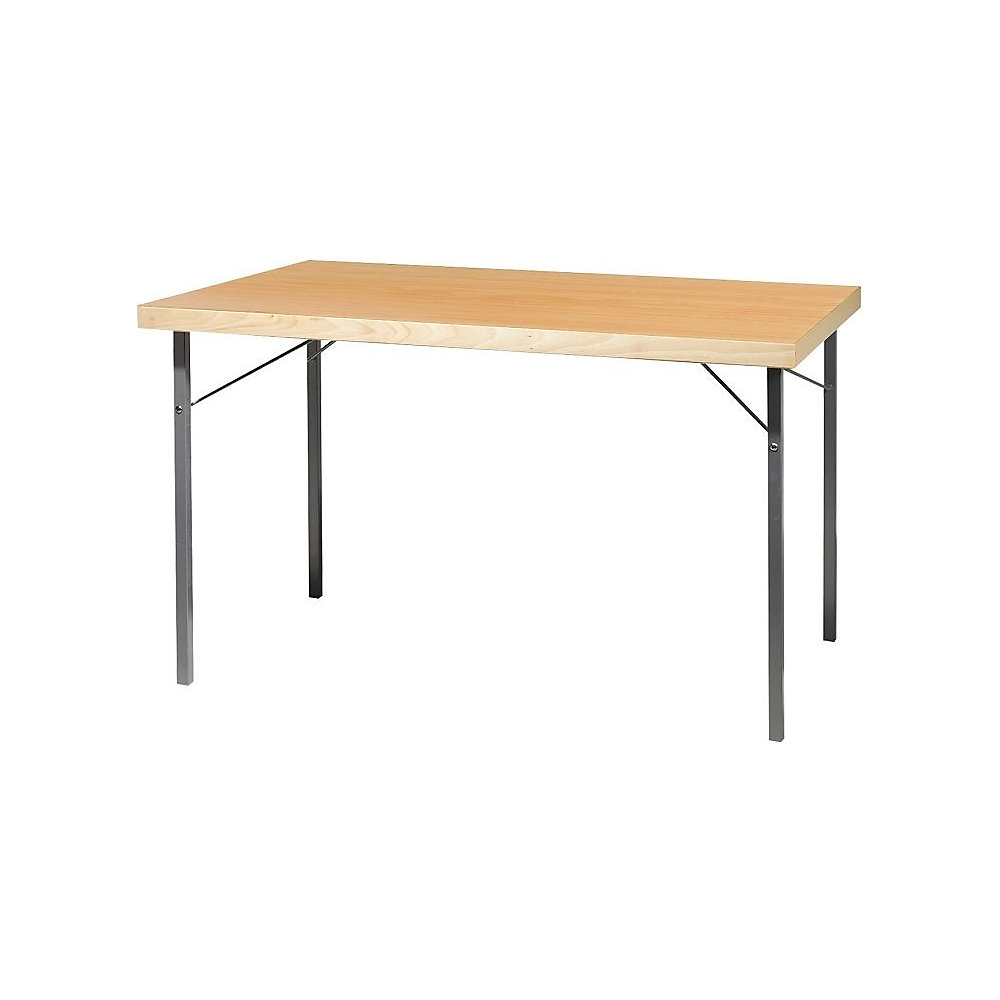Inklapbare tafel, frame van metaal, aluminiumzilver, b x d = 1200 x 800 mm, laminaatblad