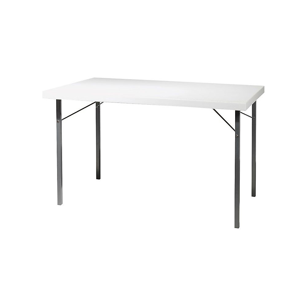 Inklapbare tafel, frame van metaal, aluminiumzilver, b x d = 1800 x 800 mm, wit laminaatblad