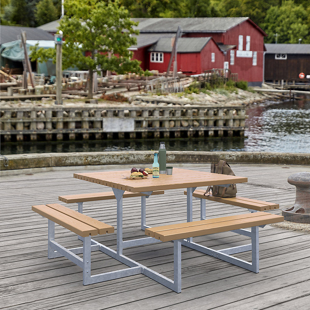 kaiserkraft 8-Person Group Bench Softwood Brown 2