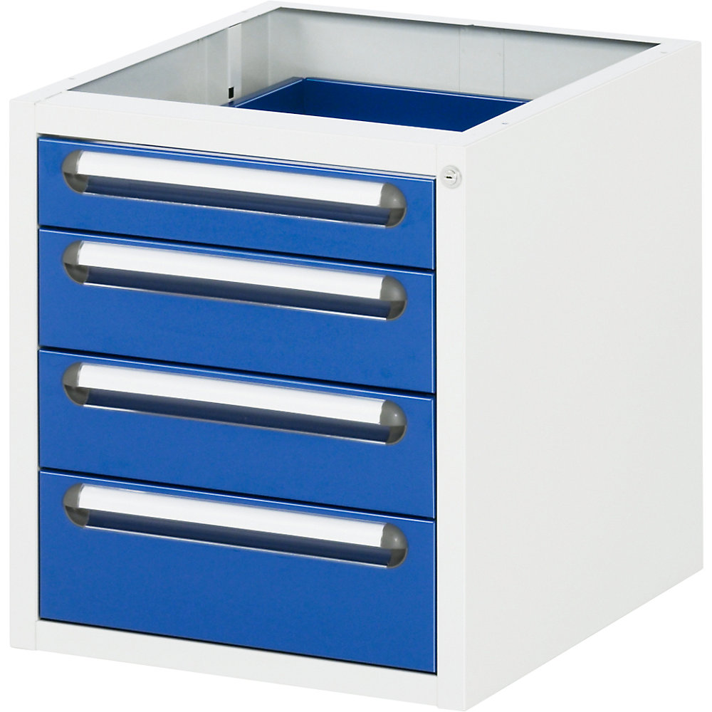 kaiserkraft Arbeitstisch mit Schubladenschrank, Unterbau-Container mit 4 Schubladen 1 x 90, 2 x 120, 1 x 140 mm, BxT 1000 x 800 mm, M-Platte, Stärke 22 mm 2