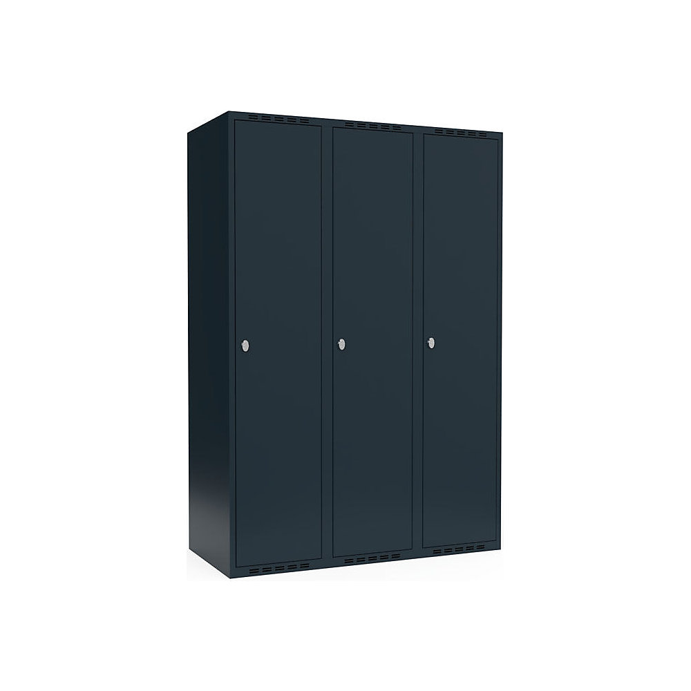 Taquilla para ropa Fydor, 1 compartimento, gris, A 1200 mm, 3 compartimentos, techo plano, candado