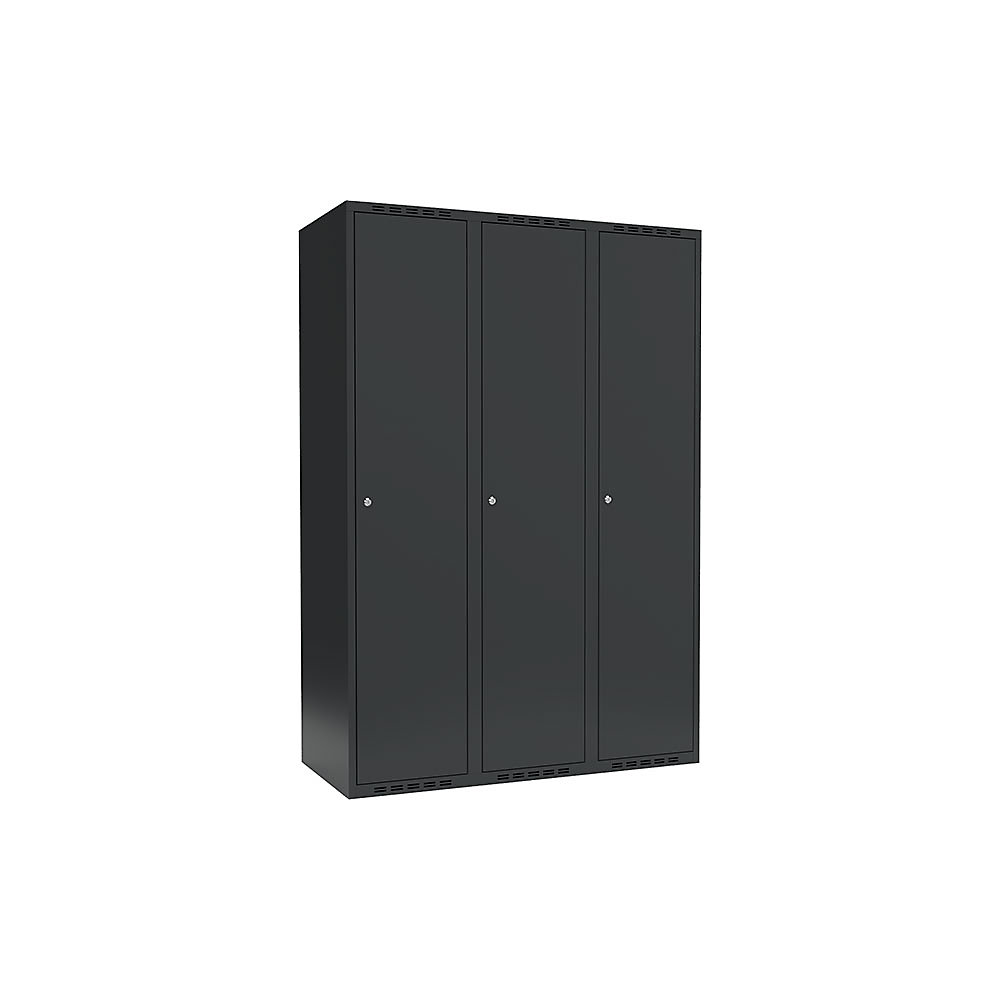 Taquilla para ropa Fydor, 1 compartimento, gris, A 1200 mm, 3 compartimentos, techo plano, cerradura de cilindro