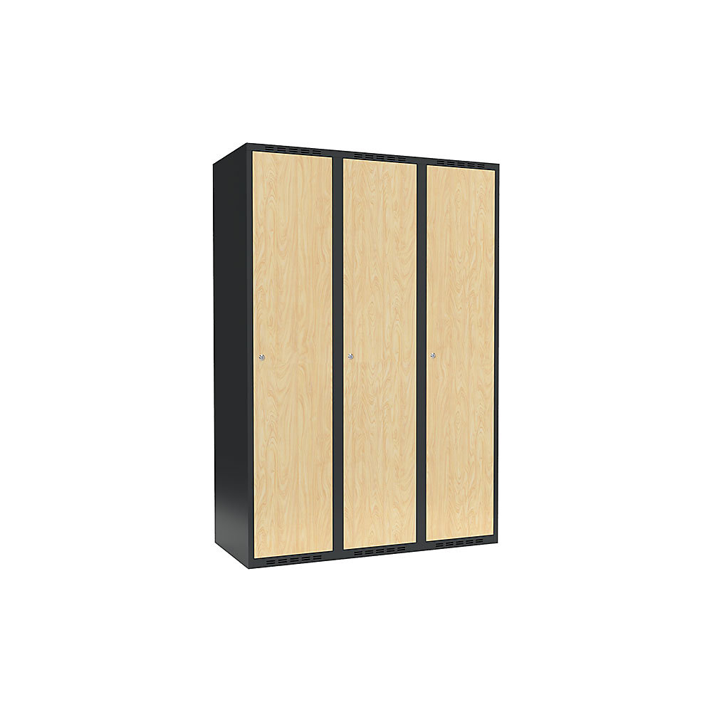 Taquilla para ropa Fydor, 1 compartimento, gris / abedul, A 1200 mm, 3 compartimentos, techo plano, cerradura de cilindro