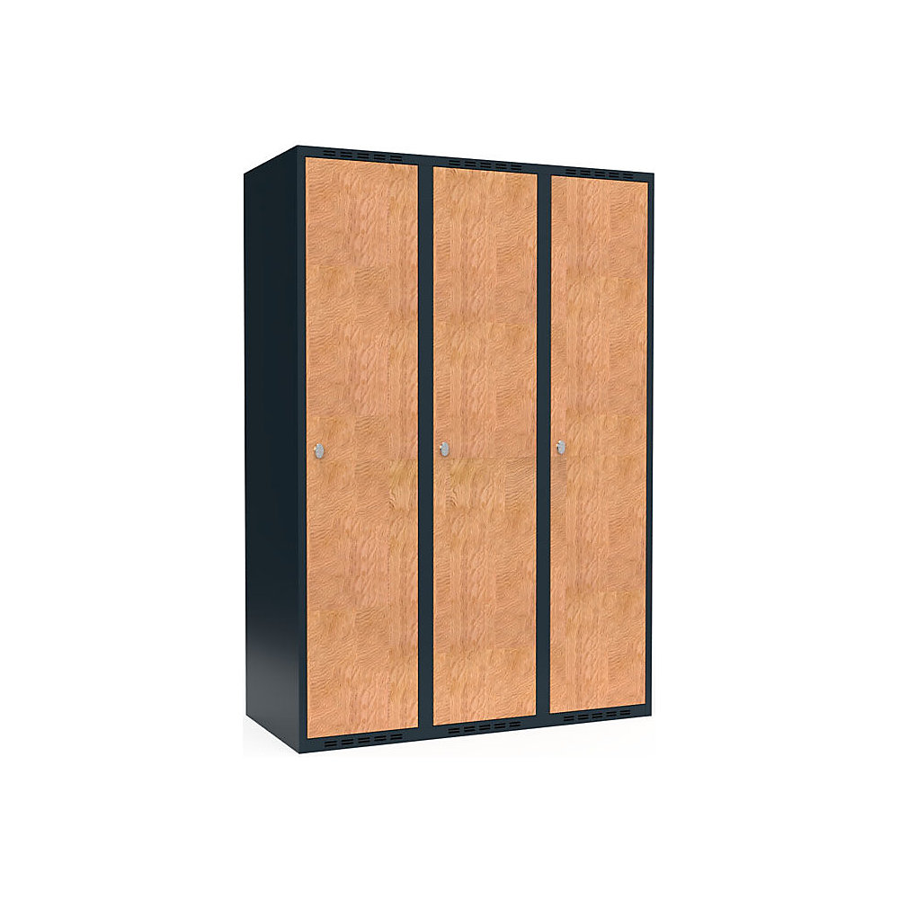 Taquilla para ropa Fydor, 1 compartimento, gris / roble, A 1200 mm, 3 compartimentos, techo plano, candado
