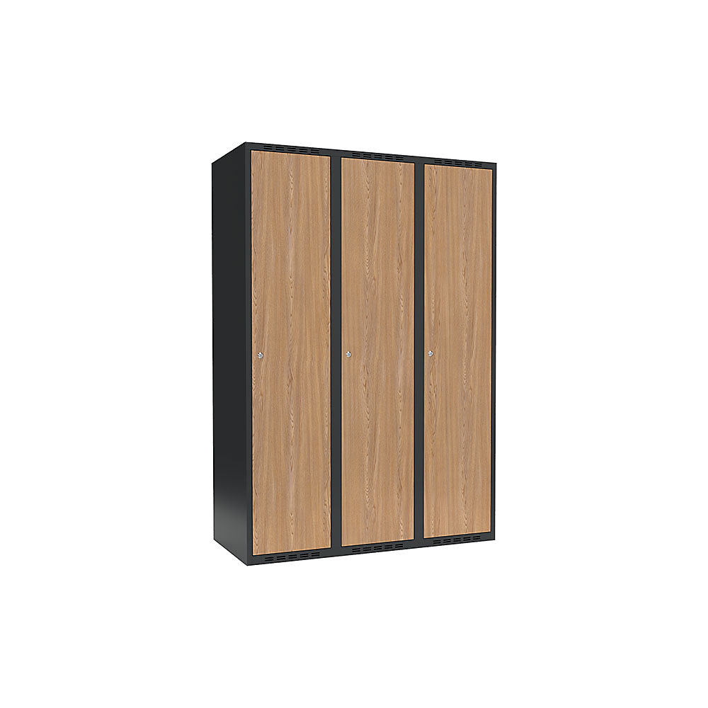 Taquilla para ropa Fydor, 1 compartimento, gris / roble, A 1200 mm, 3 compartimentos, techo plano, cerradura de cilindro