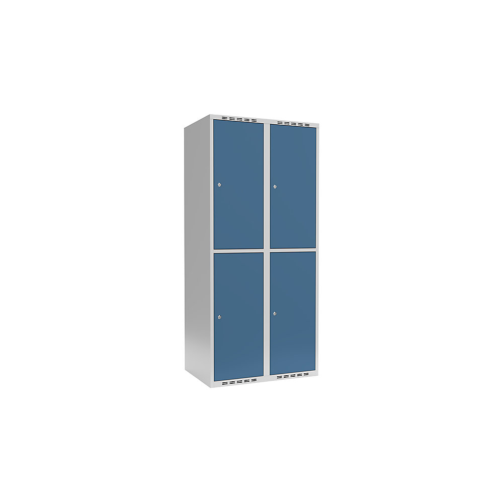 Taquilla para ropa Fydor, 2 compartimentos, gris / roble, A 800 mm, 2 compartimentos, techo plano, cerradura de cilindro