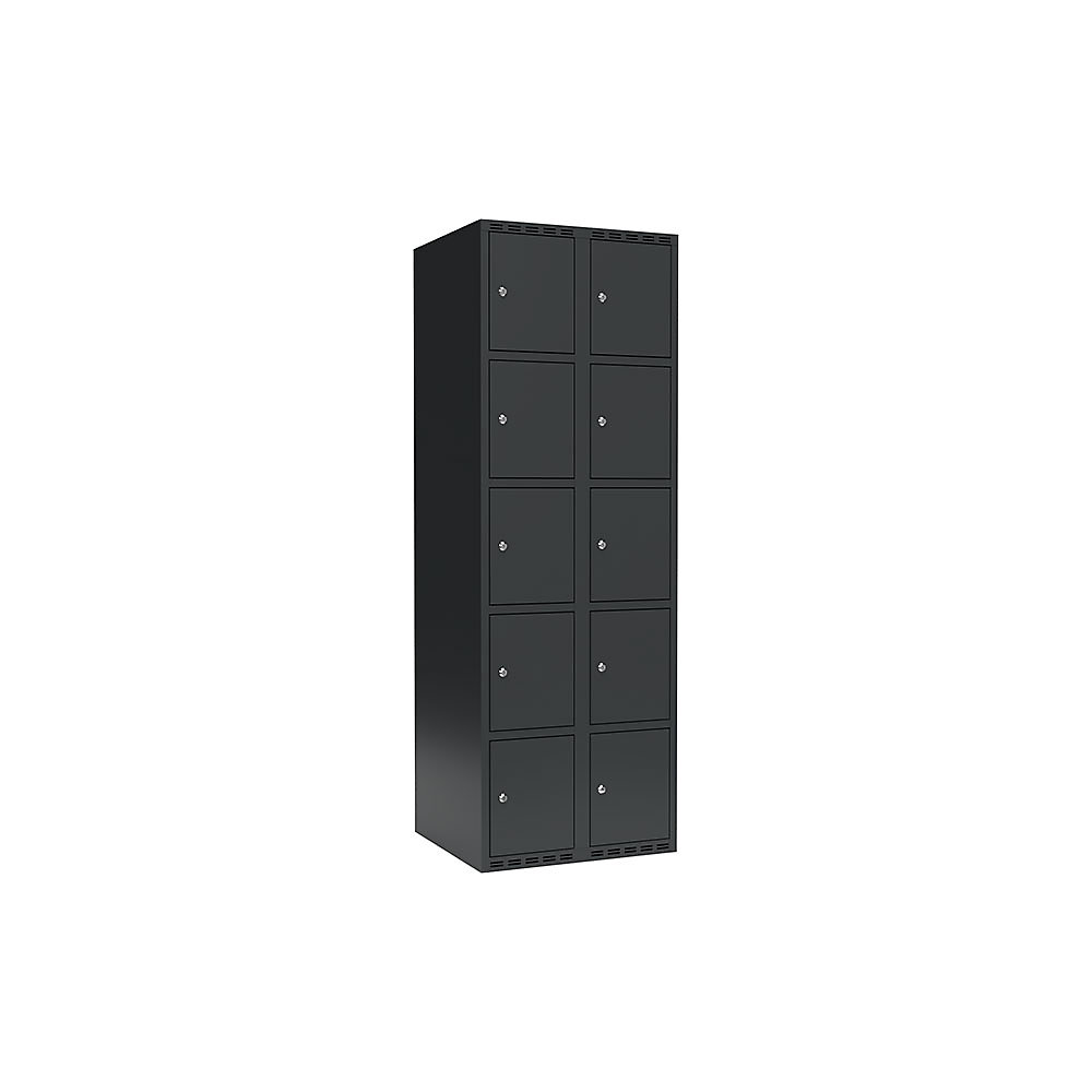 Armario de compartimentos bajo llave Fydor, 5 compartimentos, gris, A 600 mm, 2 compartimentos, techo plano, cerradura de cilindro