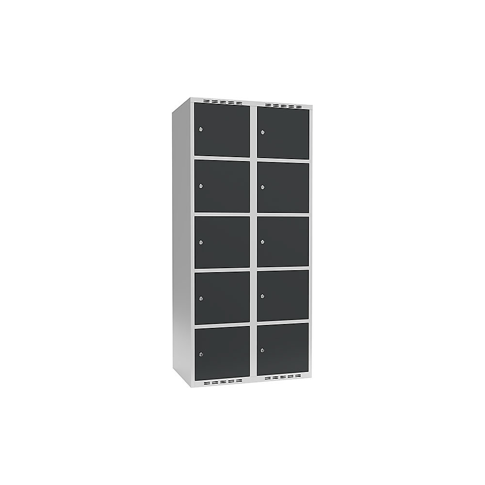Armario de compartimentos bajo llave Fydor, 5 compartimentos, gris luminoso / gris, A 800 mm, 2 compartimentos, techo plano, cerradura de cilindro