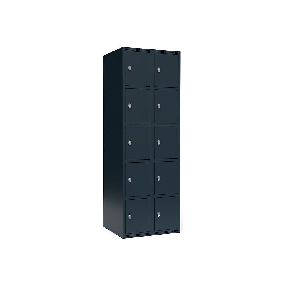 Armario de compartimentos bajo llave Fydor, 5 compartimentos, gris, A 600 mm, 2 compartimentos, techo plano, candado