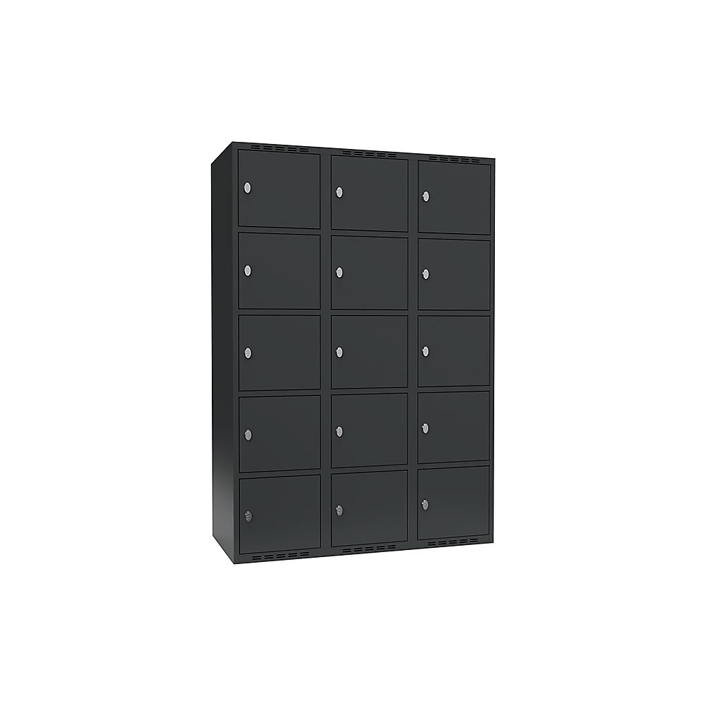 Armario de compartimentos bajo llave Fydor, 5 compartimentos, gris, A 1200 mm, 3 compartimentos, techo plano, candado