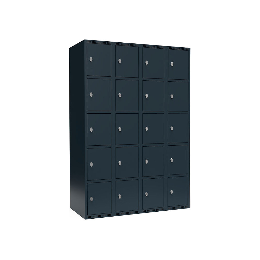 Armario de compartimentos bajo llave Fydor, 5 compartimentos, gris, A 1200 mm, 4 compartimentos, techo plano, candado
