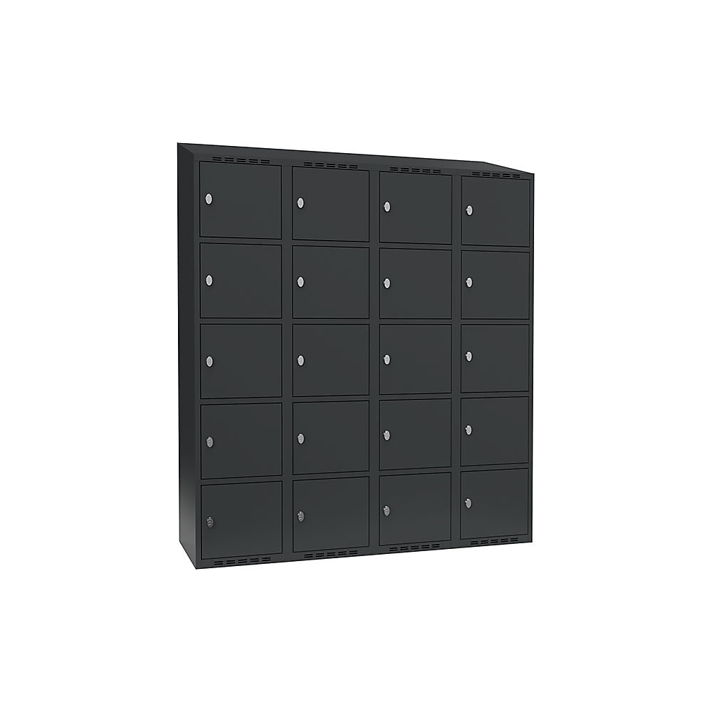 Armario de compartimentos bajo llave Fydor, 5 compartimentos, gris, A 1200 mm, 4 compartimentos, techo inclinado, candado