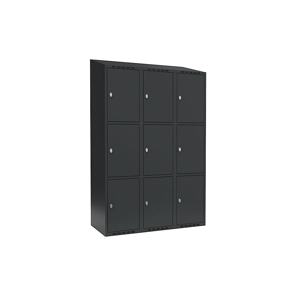 Armario de compartimentos bajo llave Fydor, 3 compartimentos, gris, A 1200 mm, 3 compartimentos, techo inclinado, candado