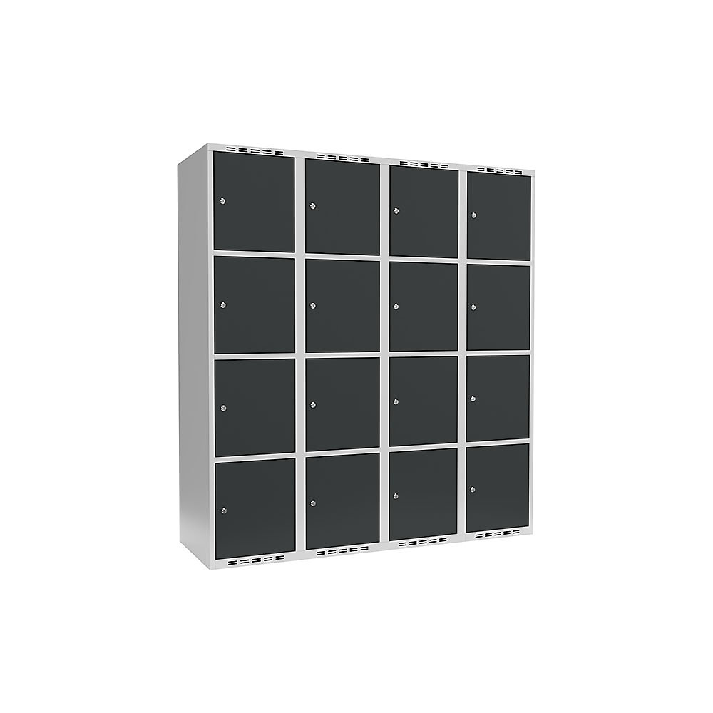 Armario de compartimentos bajo llave Fydor, 4 compartimentos, gris luminoso / gris, A 1200 mm, 4 compartimentos, techo plano, cerradura de cilindro