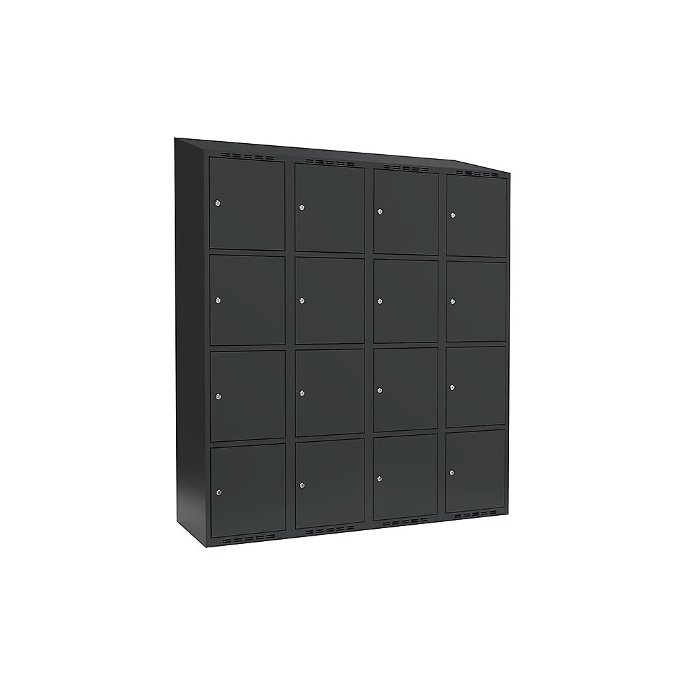 Armario de compartimentos bajo llave Fydor, 4 compartimentos, gris, A 1200 mm, 4 compartimentos, techo inclinado, cerradura de cilindro