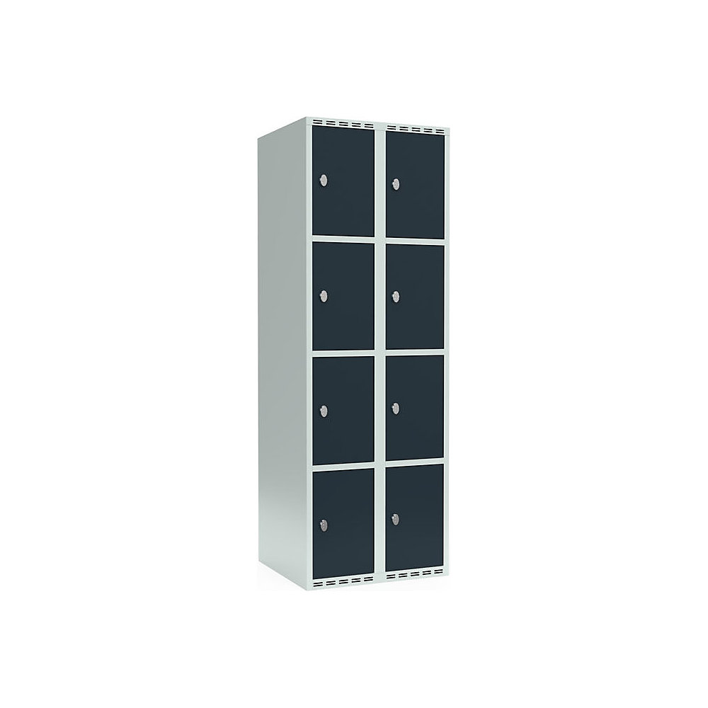 Armario de compartimentos bajo llave Fydor, 4 compartimentos, gris luminoso / gris, A 600 mm, 2 compartimentos, techo plano, candado