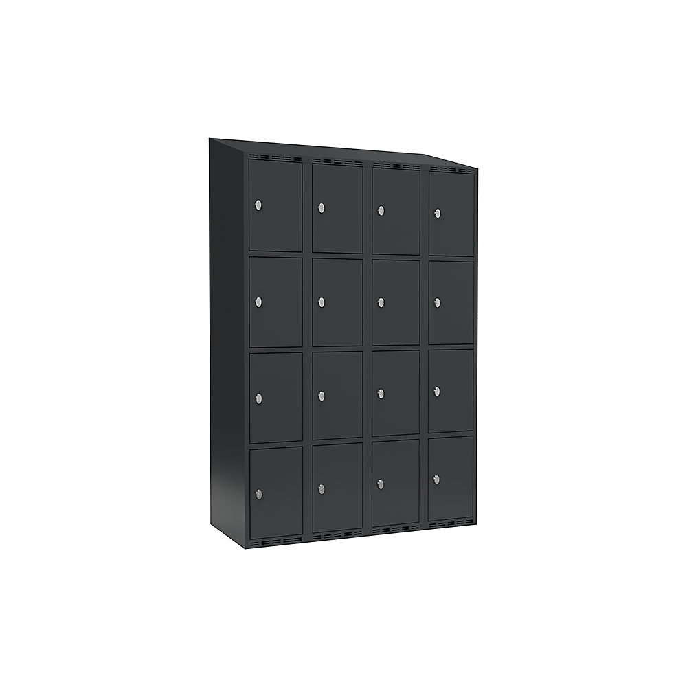 Armario de compartimentos bajo llave Fydor, 4 compartimentos, gris, A 1200 mm, 4 compartimentos, techo inclinado, candado