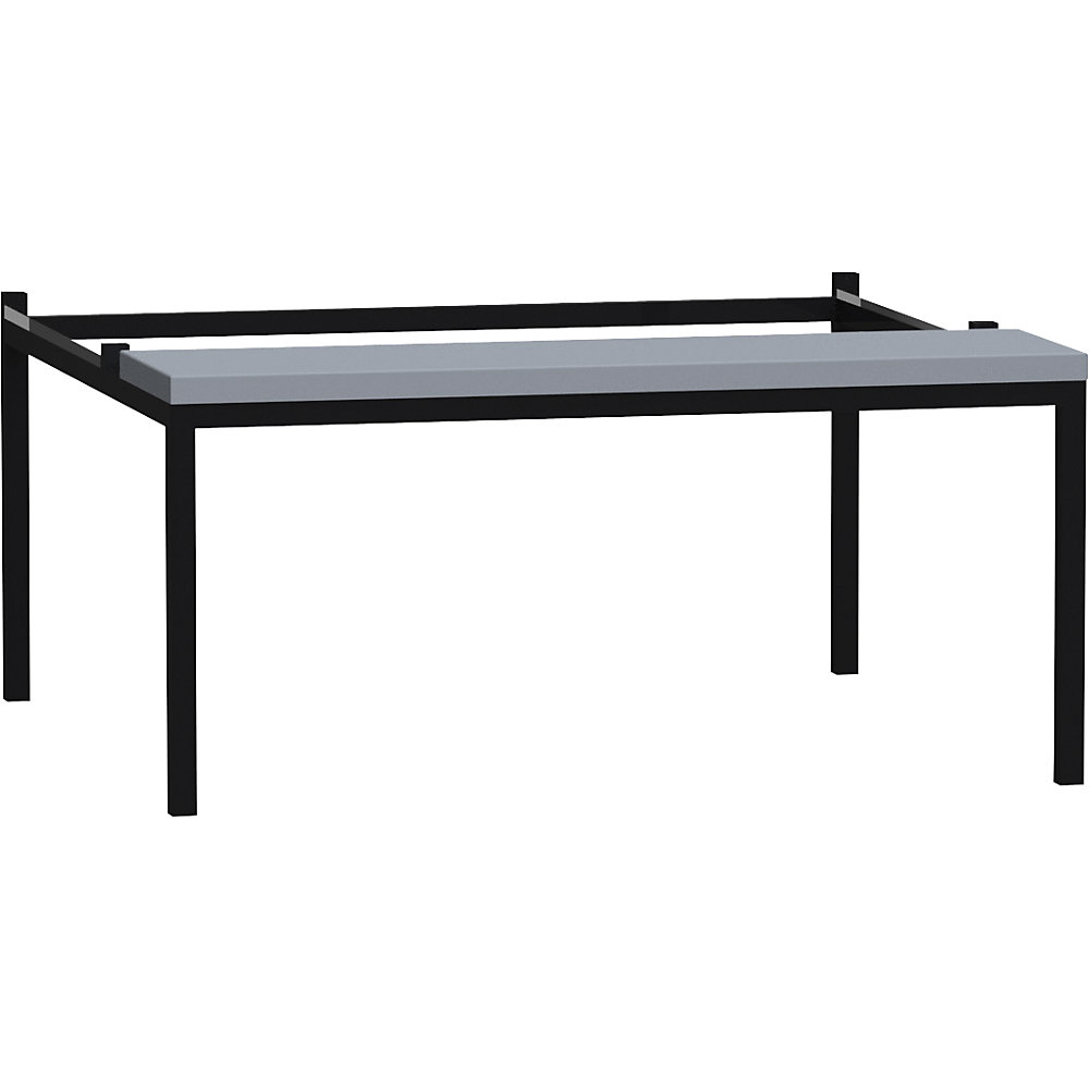 Bastidor con banco para la serie de taquillas Fydor, negro / gris, anchura 900 mm