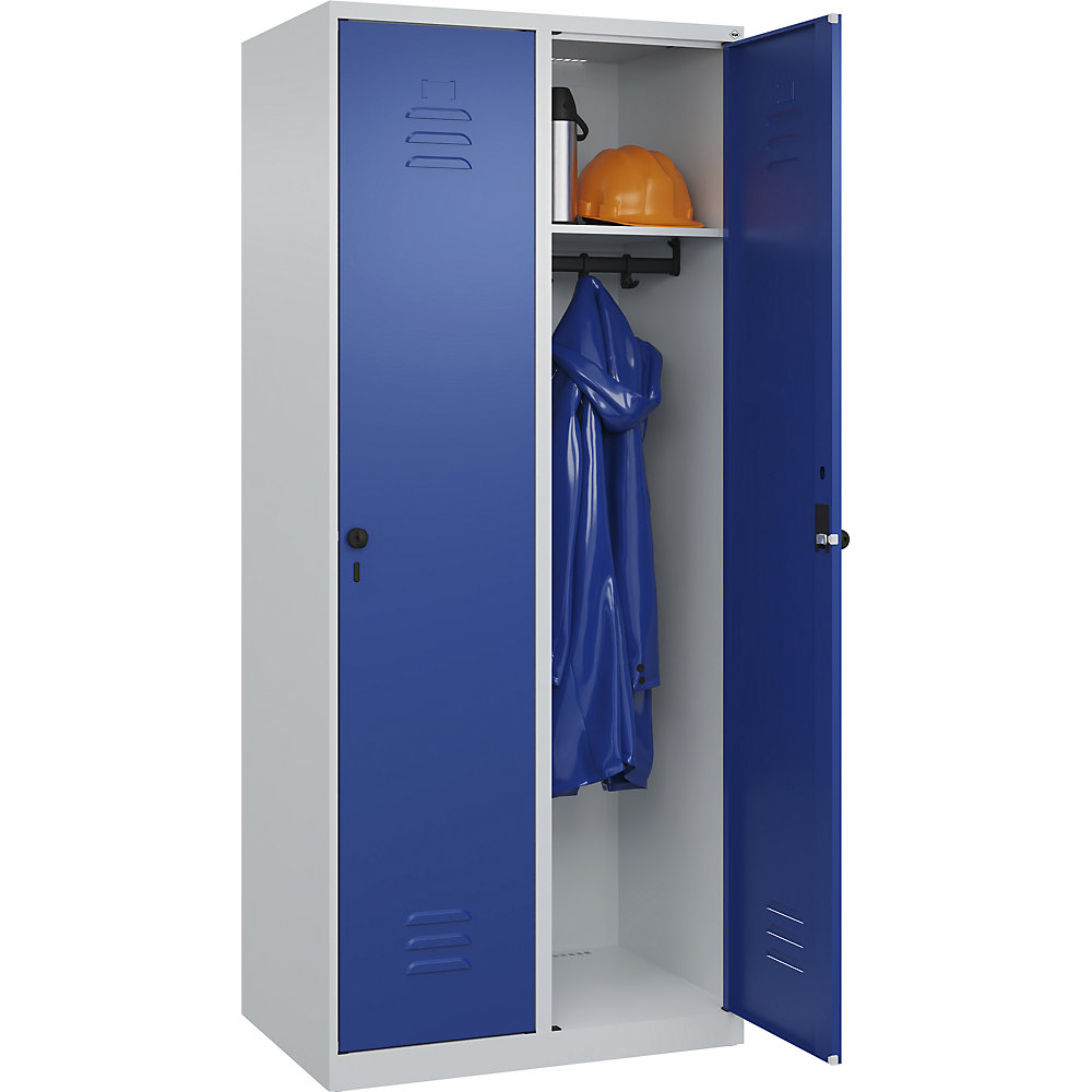 Spind Classic PLUS 2-Compartment Locker Light Gray / Gentian Blue 80x50x185 cm